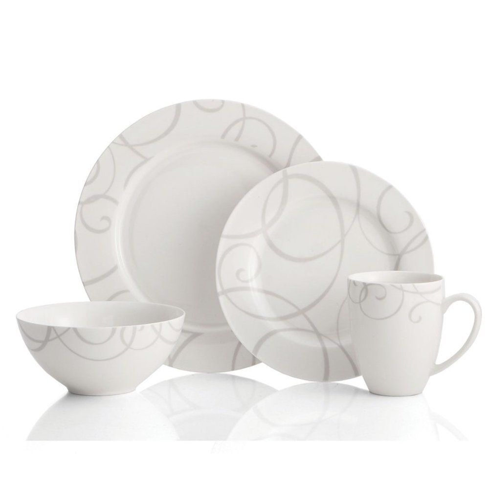 Oneida Premium Porcelain Symphony Grey 16 Piece Dinnerware Set